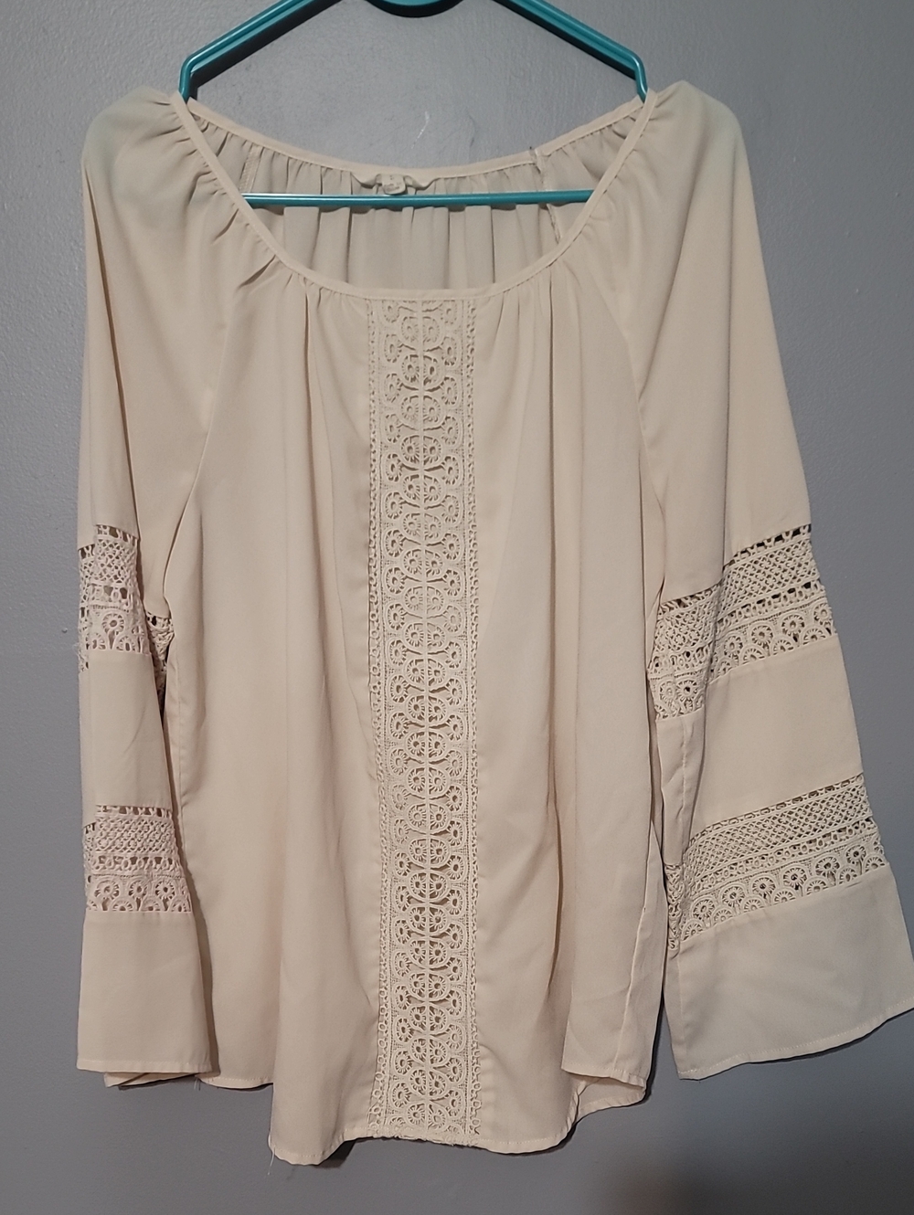 Adiva Cream Crochet-Trim Boho Blouse